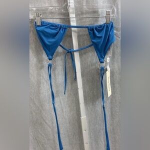 Beach Bunny Blue Triangle Bikini Top with Ring Accents